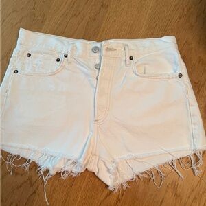 Agolde White Distressed Jean Shorts